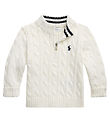 Polo Ralph Lauren Bluse m. Reißverschluss - Strick - Weiß