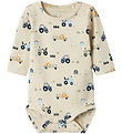Name It Bodysuit L/Æ - NbmBassen - Summer Sand w. Tractors