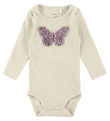 Name It Romper L/Æ - Rib - NbfBolia - Summer Zand m. Vlinder