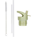A Little Lovely Company Water Bottle Set - Lid/Straws/Brush - Yo