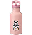 Carl Oscar Water Bottle - Steelish - 500 mL - Pink w. Panda