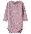 Name It Bodysuit L/æ - NbfTusia - Elderberry w. Flowers