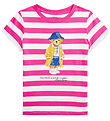 Polo Ralph Lauren Stuttermabolur - Bleikt/Hvít - röndótt M. Bang