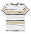 BOSS Stuttermabolur - Stone/Off White
