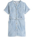 Tommy Hilfiger Kleid - Striped Denim - Blau/Weiß