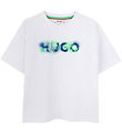 HUGO Stuttermabolur - Hvítur M. Prentað