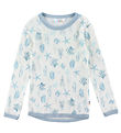 Joha Bluse - Wolle - Hellblau m. Print