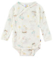 Joha Wrap Bodysuit L/æ - Wool/Silk - Offwhite w. Print