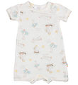 Joha Sommerstrampler - Wolle/Seide - Off White m. Print
