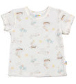 Joha T-Shirt - Wolle/Seide - Off White m. Print