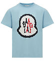 Moncler Stuttermabolur - Opið Blue M. Lógó
