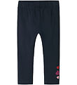 Name It Leggings - NmfBiline - Dark Sapphire m. Glitzerherzen