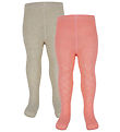 Minymo Strømpebukser - 2-pack - Strawberry Ice m. Hullmønster