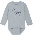 Minymo Bodysuit L/æ - Blue Fog w. Print