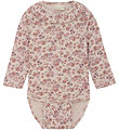 Minymo Bodysuit L/æ - Rib - Peach Whip w. Flowers