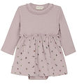Minymo Bodykleid L/æ - Brüniert Lilac m. Lochmuster