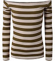 Hound Blouse - Off-shoulder - Army Green/Beige Striped