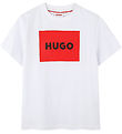HUGO Stuttermabolur - Hvítt/Rautt
