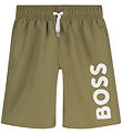 BOSS Sund stuttbuxur - Dark Green M. Hvítur