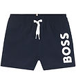 BOSS Sund stuttbuxur - Dökkblátt M. Hvítur