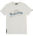 Indverskt Blue Jeans Stuttermabolur - Hvítt M. Prentað