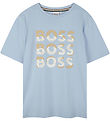 BOSS Stuttermabolur - persneska Blue M. Prentað