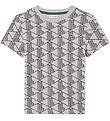 Lacoste Stuttermabolur - Silfur/Kína/Black M. Lógó/Prentað