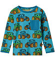 Småfolk Bluse - Blue Atoll m. Traktoren