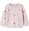 Name It Tröja - Stickad - NbfFaflow - Light Lilac m. Blommor