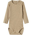 Name It Bodysuit L/æ - Rib - NbnOsole - Summer Sand w. Stripes