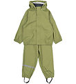 Mikk-Line Rainwear w. Suspenders - PU - Recycled - Sage