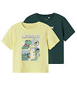 Name It T-Shirt - 2er-Pack - NmmVictor - Chardonnay/Forest Blüte
