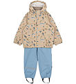 Mikk-Line Rainwear w. Suspenders - PU - Recycled - Faded Denim w