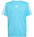 adidas Performance Stuttermabolur - Blár/hvítur