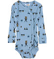 Joha Wrap Bodysuit l/s - Bamboo - Blue w. Windmill