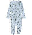 Joha Jumpsuit w. Feet - Bamboo - Light Blue w. Seeds