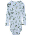 Joha Wrap Bodysuit l/s - Bamboo - Light Blue w. Seeds