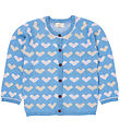 Copenhagen Colors Cardigan - Stickad - Heart - Sky Blue Komb