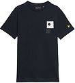 Lyle & Scott Stuttermabolur - Dark Dökkblátt M. Prentað