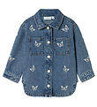 Name It Jeansjacke - NmfNina - Medium+ Blue Denim/Stickerei