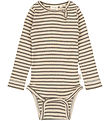 Petit Piao Samfella l/e - Rib - Modal - Jörð Brown/Dark Off Whit