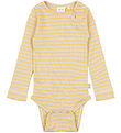 Petit Piao Samfella l/e - Rib - Modal - Yellow Sun/Dark Off Whit