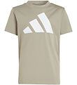 adidas Performance Stuttermabolur - 160 - Kítti Drapplitað/Hvítt