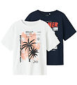 Name It T-Shirt - 2er-Pack - NkmVagno - Bright White/Navy Blazer