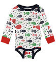 Katvig Bodysuit l/s - White w. Fish