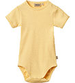 Wheat Bodysuit s/s - Rib - Lace - Elisa - Golden Yellow