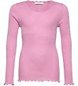 Rosemunde Blouse - Rib - Balta - Prism Pink w. Lace