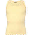 Rosemunde Topp - Rib - Vit - Pastel Yellow m. Spetsar