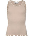 Rosemunde Top - Rib - Balta - Silver Lining w. Lace