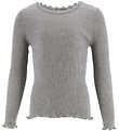 Rosemunde Blouse - Rib - Balta - Grey Melange w. Lace
